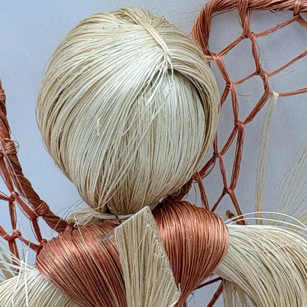 Vintage Corn Husk Angel Ornaments Lot 2 Handmade Folk Art Christmas 9.5
